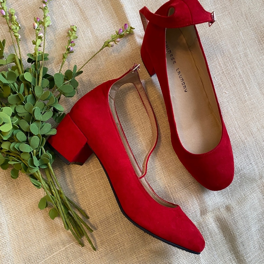 Red Ankle Strap Pump